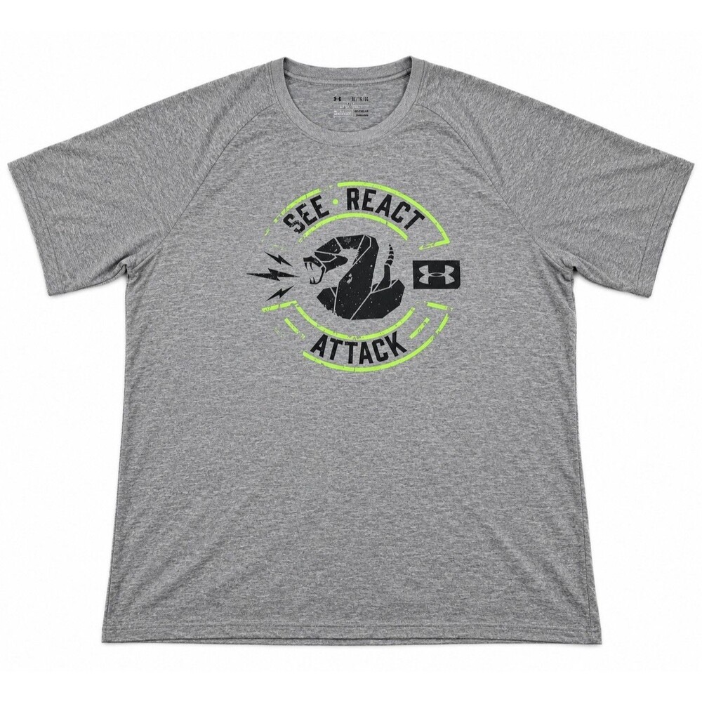 Under Armour HeatGear See React Attack Rattlesnake T Shirt Mens XL Gray